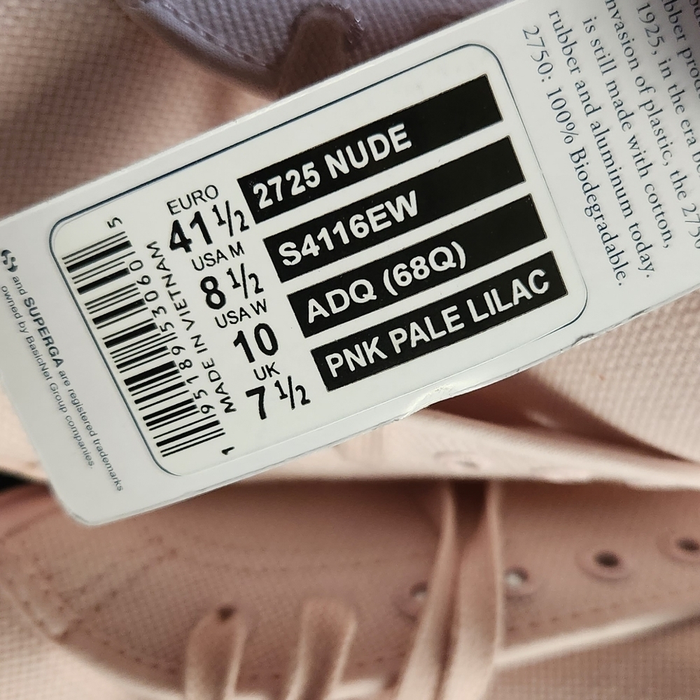 Superga NWT Pink Pale Lilac 2750 Women Sneakers Size 10 - Picture 10 of 11